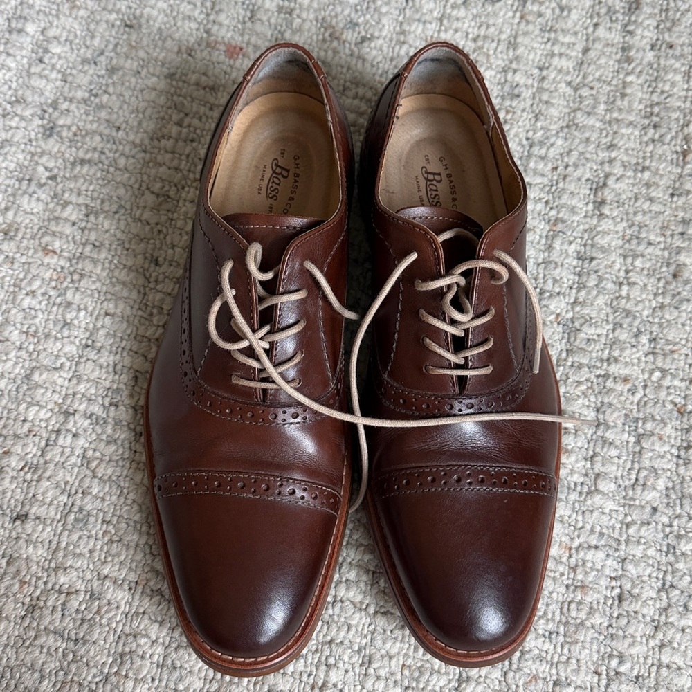 G.H. Bass & Co. Men's Dark Brown Cap-Toe Oxford Dress Shoes